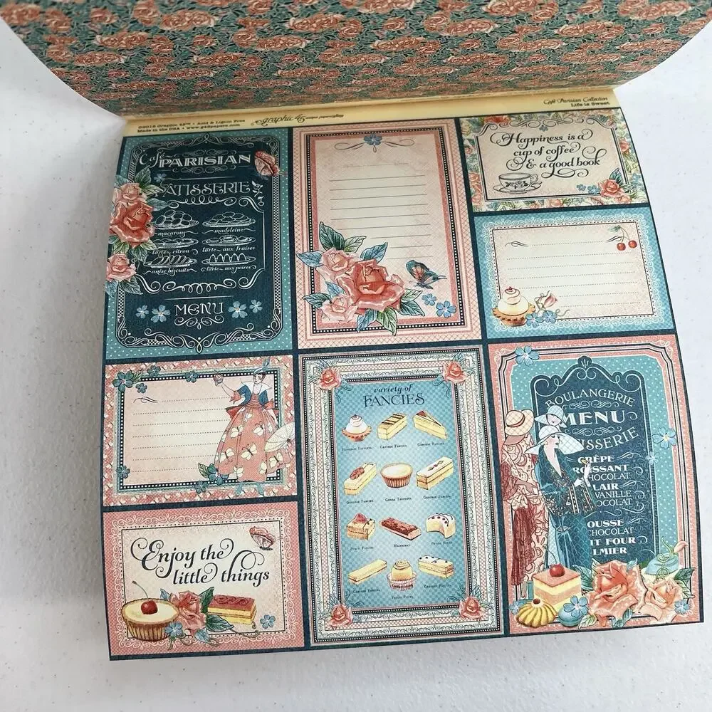 Graphic‎ 45 Cafe Parisian Collection 8 x 8 Paper Pad 2016 Scrapbooking HTF NEW